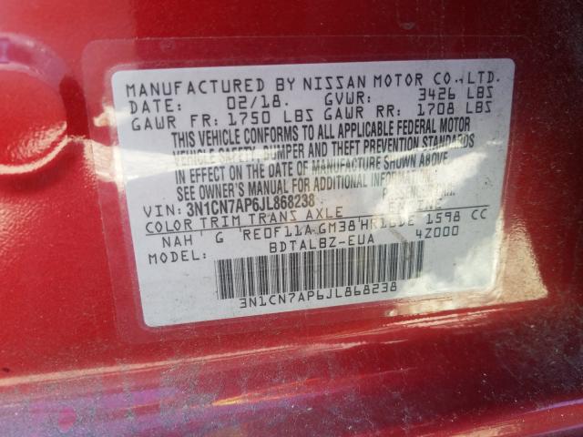 Photo 9 VIN: 3N1CN7AP6JL868238 - NISSAN VERSA S 