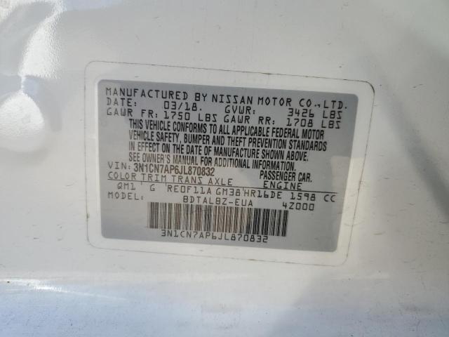 Photo 9 VIN: 3N1CN7AP6JL870832 - NISSAN VERSA S 