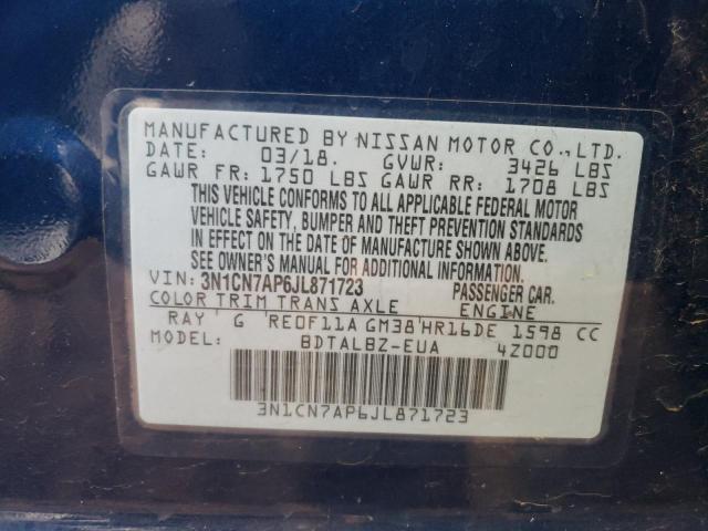 Photo 9 VIN: 3N1CN7AP6JL871723 - NISSAN VERSA S 