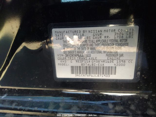 Photo 8 VIN: 3N1CN7AP6JL871933 - NISSAN VERSA SEDAN 