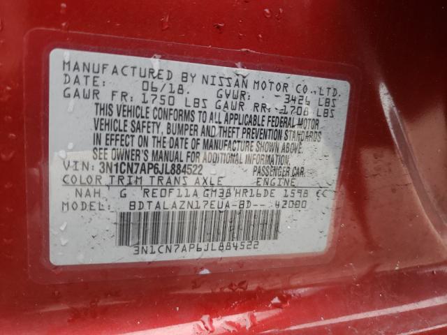 Photo 9 VIN: 3N1CN7AP6JL884522 - NISSAN VERSA S 