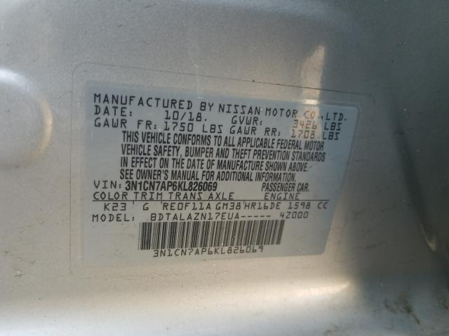 Photo 9 VIN: 3N1CN7AP6KL826069 - NISSAN VERSA 