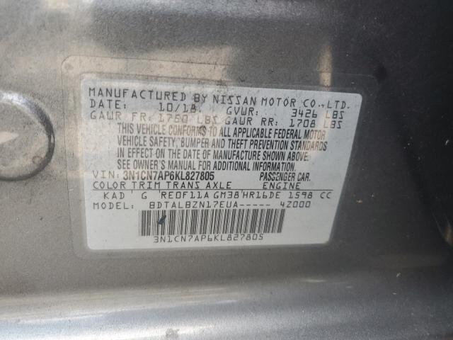 Photo 11 VIN: 3N1CN7AP6KL827805 - NISSAN VERSA S 