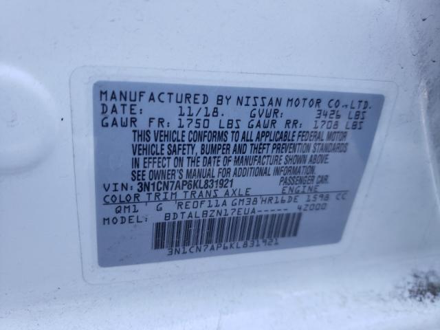 Photo 9 VIN: 3N1CN7AP6KL831921 - NISSAN VERSA S 