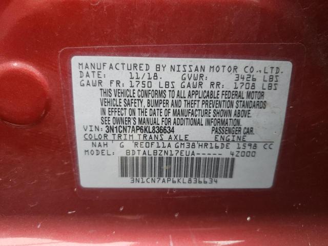 Photo 11 VIN: 3N1CN7AP6KL836634 - NISSAN VERSA S 