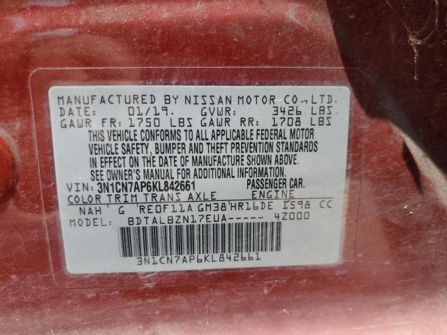 Photo 11 VIN: 3N1CN7AP6KL842661 - NISSAN VERSA S 