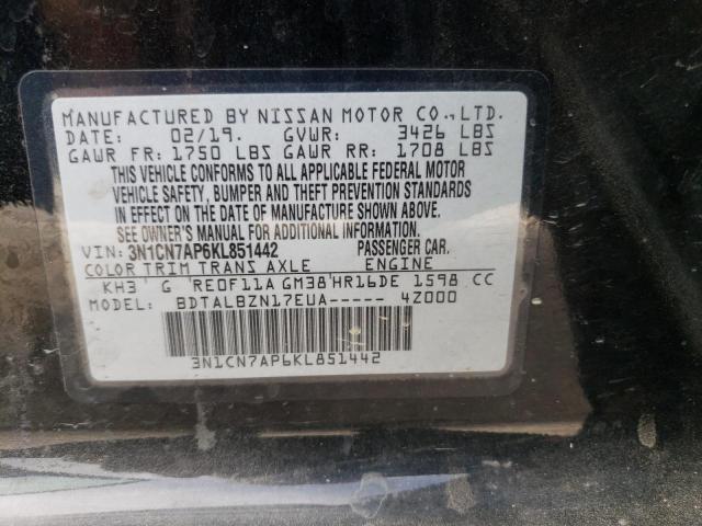 Photo 11 VIN: 3N1CN7AP6KL851442 - NISSAN VERSA S 