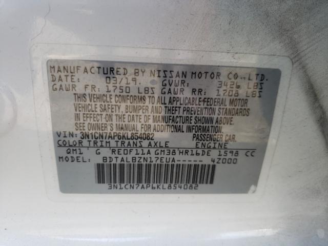 Photo 9 VIN: 3N1CN7AP6KL854082 - NISSAN VERSA S 