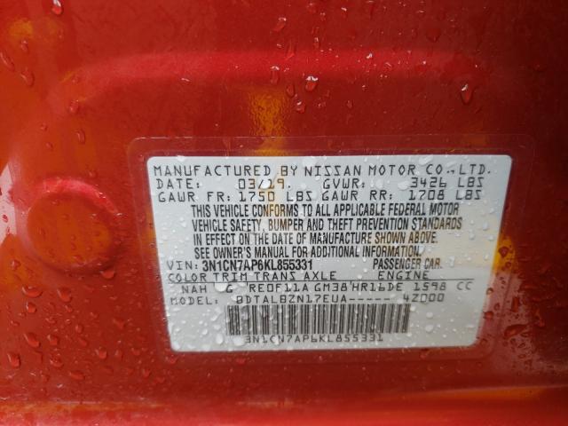 Photo 9 VIN: 3N1CN7AP6KL855331 - NISSAN VERSA S 