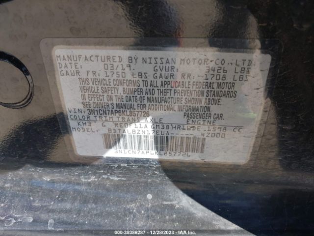 Photo 8 VIN: 3N1CN7AP6KL857726 - NISSAN VERSA 