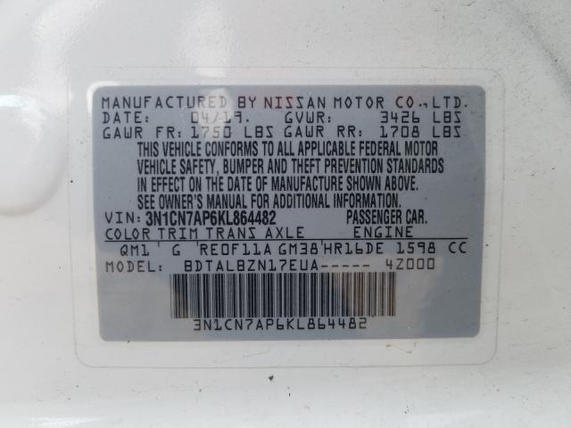 Photo 9 VIN: 3N1CN7AP6KL864482 - NISSAN VERSA S 