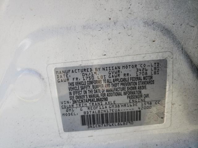 Photo 11 VIN: 3N1CN7AP6KL868290 - NISSAN VERSA S 