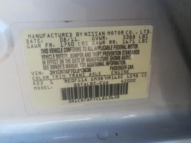 Photo 9 VIN: 3N1CN7AP7CL813638 - NISSAN VERSA S 