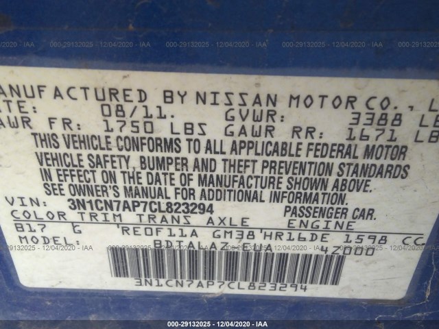 Photo 8 VIN: 3N1CN7AP7CL823294 - NISSAN VERSA 