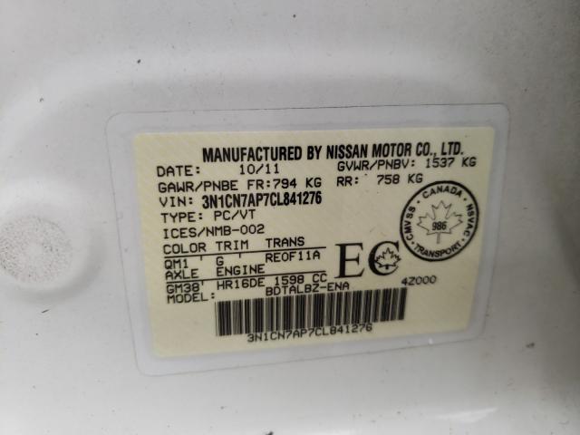 Photo 9 VIN: 3N1CN7AP7CL841276 - NISSAN VERSA S 