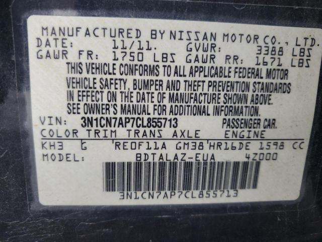 Photo 11 VIN: 3N1CN7AP7CL855713 - NISSAN VERSA S 