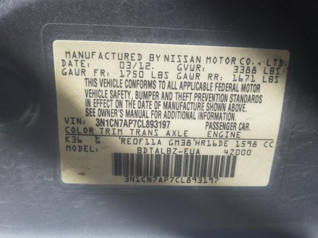 Photo 9 VIN: 3N1CN7AP7CL893197 - NISSAN VERSA S 