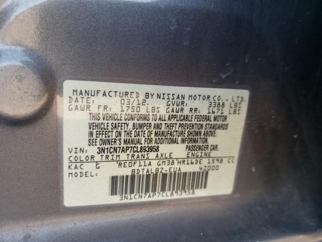 Photo 9 VIN: 3N1CN7AP7CL893958 - NISSAN VERSA S 