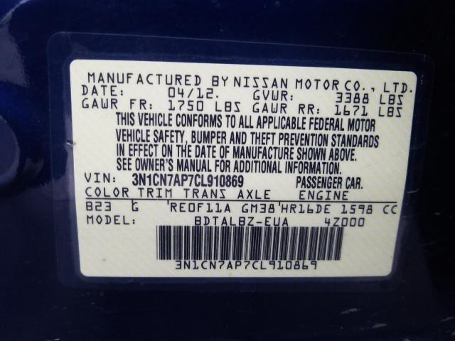 Photo 9 VIN: 3N1CN7AP7CL910869 - NISSAN VERSA S 