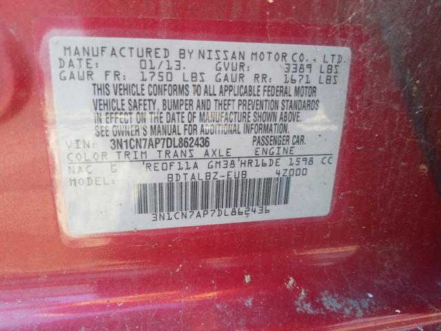 Photo 9 VIN: 3N1CN7AP7DL862436 - NISSAN VERSA S 