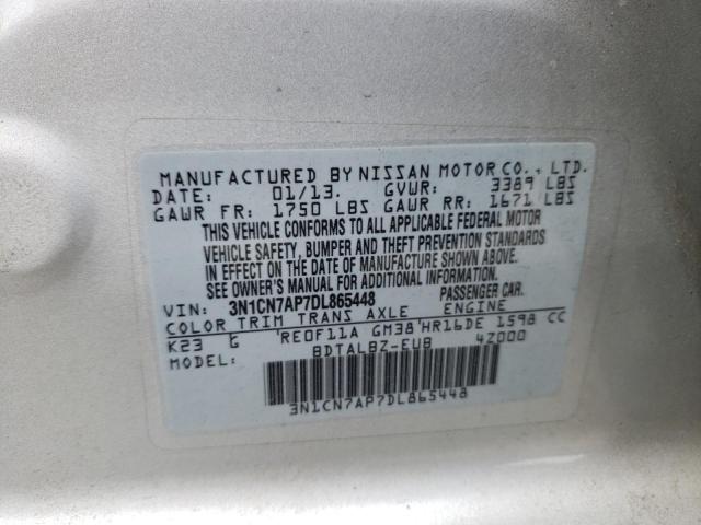 Photo 11 VIN: 3N1CN7AP7DL865448 - NISSAN VERSA S 