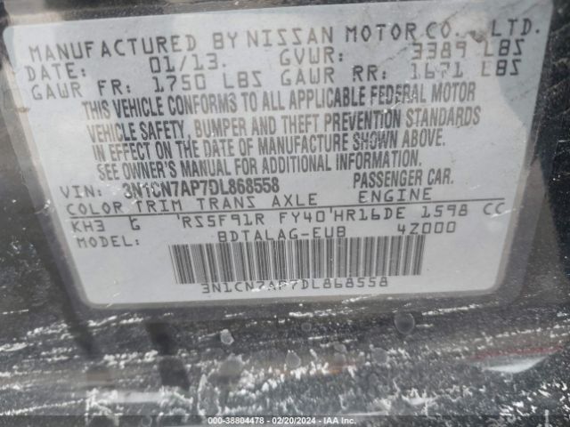 Photo 8 VIN: 3N1CN7AP7DL868558 - NISSAN VERSA 