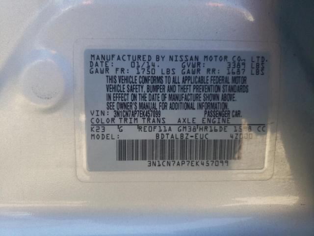 Photo 12 VIN: 3N1CN7AP7EK457099 - NISSAN VERSA S 