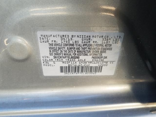 Photo 9 VIN: 3N1CN7AP7EL803260 - NISSAN VERSA S 