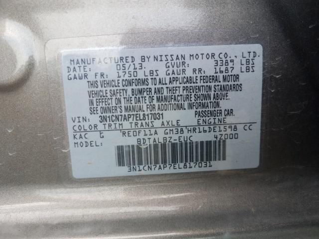 Photo 9 VIN: 3N1CN7AP7EL817031 - NISSAN VERSA S 