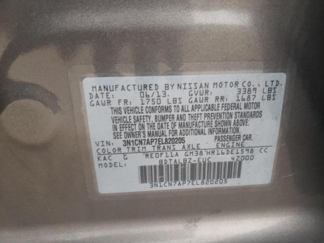 Photo 11 VIN: 3N1CN7AP7EL820205 - NISSAN VERSA S 