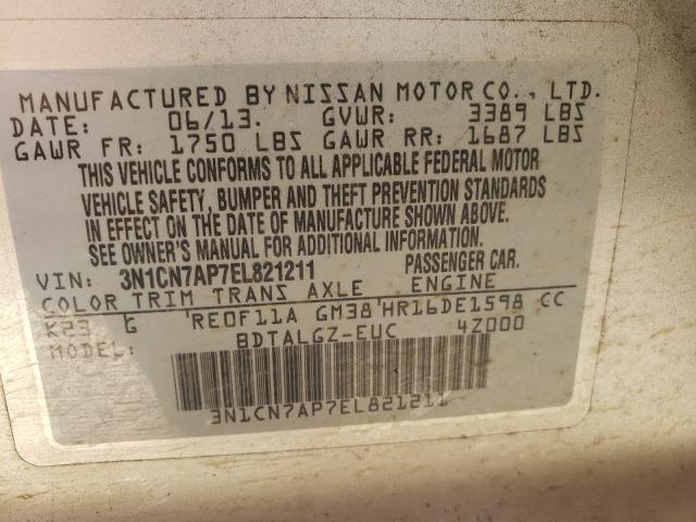 Photo 9 VIN: 3N1CN7AP7EL821211 - NISSAN VERSA S 