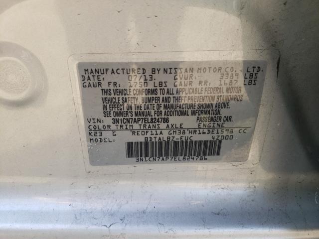 Photo 9 VIN: 3N1CN7AP7EL824786 - NISSAN VERSA S 