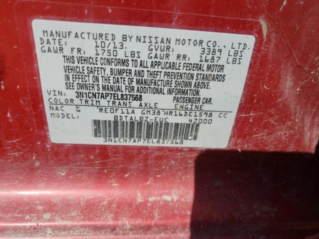 Photo 9 VIN: 3N1CN7AP7EL837568 - NISSAN VERSA S 