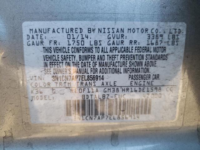 Photo 9 VIN: 3N1CN7AP7EL856914 - NISSAN VERSA S 