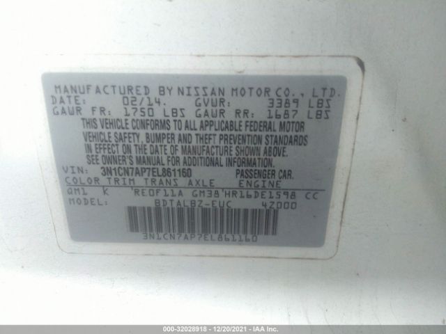 Photo 8 VIN: 3N1CN7AP7EL861160 - NISSAN VERSA 