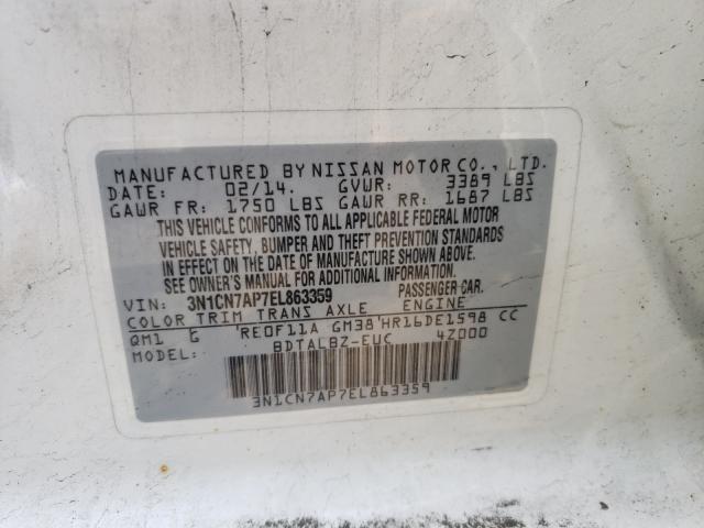 Photo 9 VIN: 3N1CN7AP7EL863359 - NISSAN VERSA S 