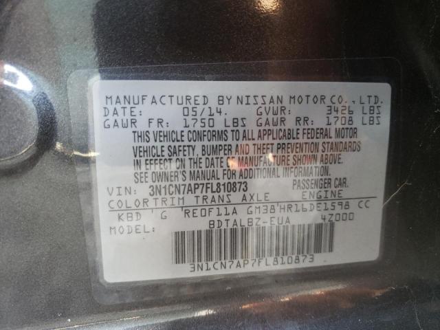 Photo 9 VIN: 3N1CN7AP7FL810873 - NISSAN VERSA S 