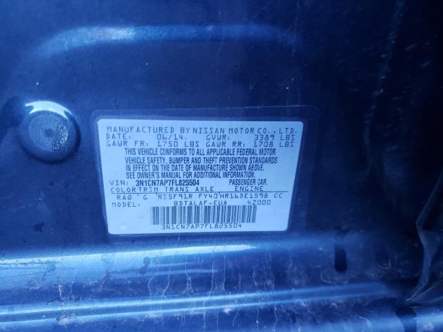 Photo 9 VIN: 3N1CN7AP7FL825504 - NISSAN VERSA S 