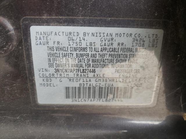 Photo 9 VIN: 3N1CN7AP7FL827446 - NISSAN VERSA S 