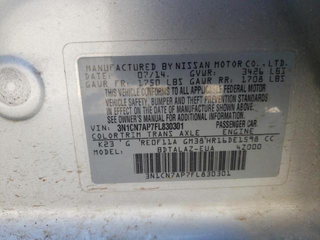 Photo 11 VIN: 3N1CN7AP7FL830301 - NISSAN VERSA S S 