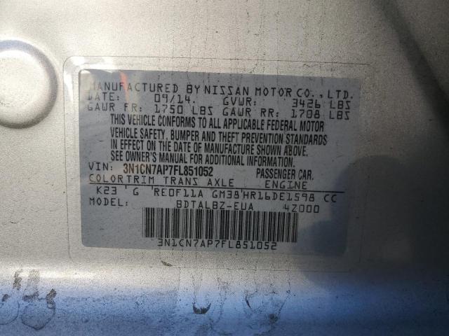 Photo 11 VIN: 3N1CN7AP7FL851052 - NISSAN VERSA 