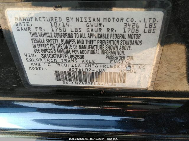 Photo 8 VIN: 3N1CN7AP7FL862536 - NISSAN VERSA 