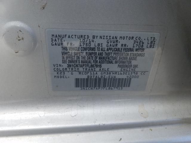 Photo 9 VIN: 3N1CN7AP7FL867915 - NISSAN VERSA S 