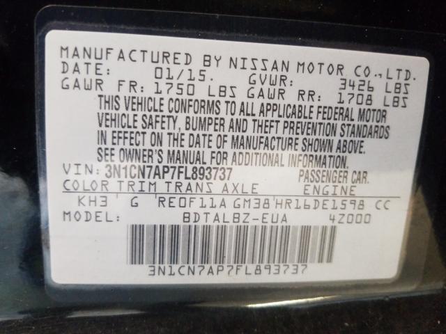 Photo 9 VIN: 3N1CN7AP7FL893737 - NISSAN VERSA S 