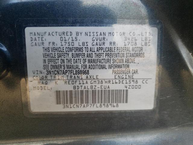 Photo 9 VIN: 3N1CN7AP7FL898968 - NISSAN VERSA S 