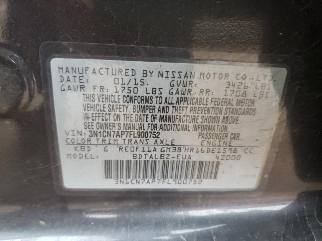 Photo 9 VIN: 3N1CN7AP7FL900752 - NISSAN VERSA S 