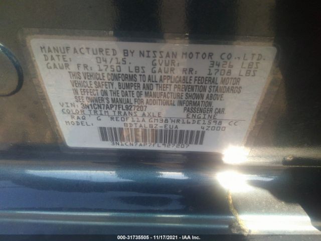 Photo 8 VIN: 3N1CN7AP7FL927207 - NISSAN VERSA 