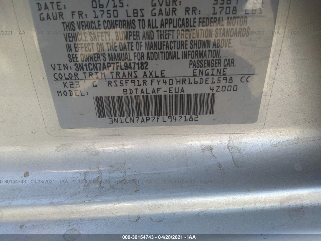 Photo 8 VIN: 3N1CN7AP7FL947182 - NISSAN VERSA 