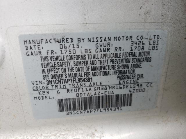 Photo 9 VIN: 3N1CN7AP7FL954391 - NISSAN VERSA S 