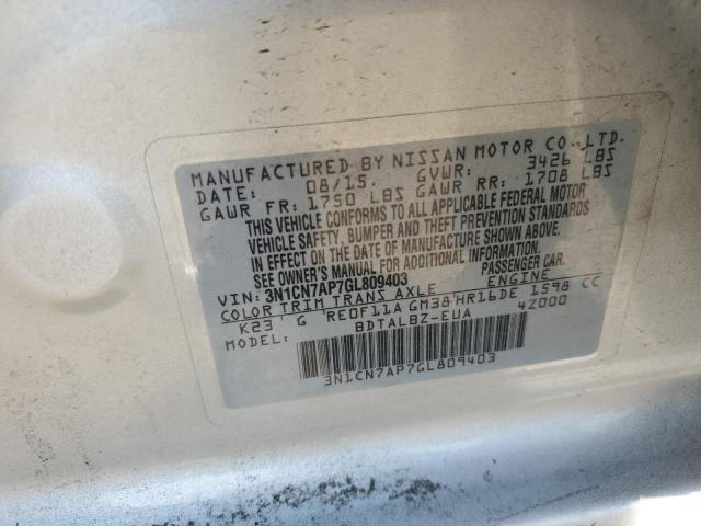 Photo 11 VIN: 3N1CN7AP7GL809403 - NISSAN VERSA S 